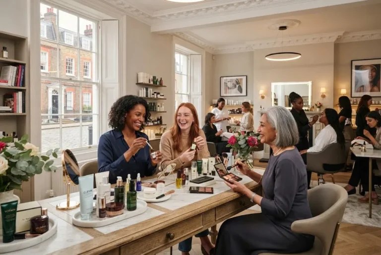 British beauty culture showing diverse modern UK beauty habits and cosmetics