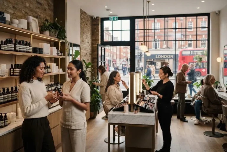 London Beauty: Trends, Salons, Culture & Shopping London beauty scene featuring a modern salon and contemporary skincare products