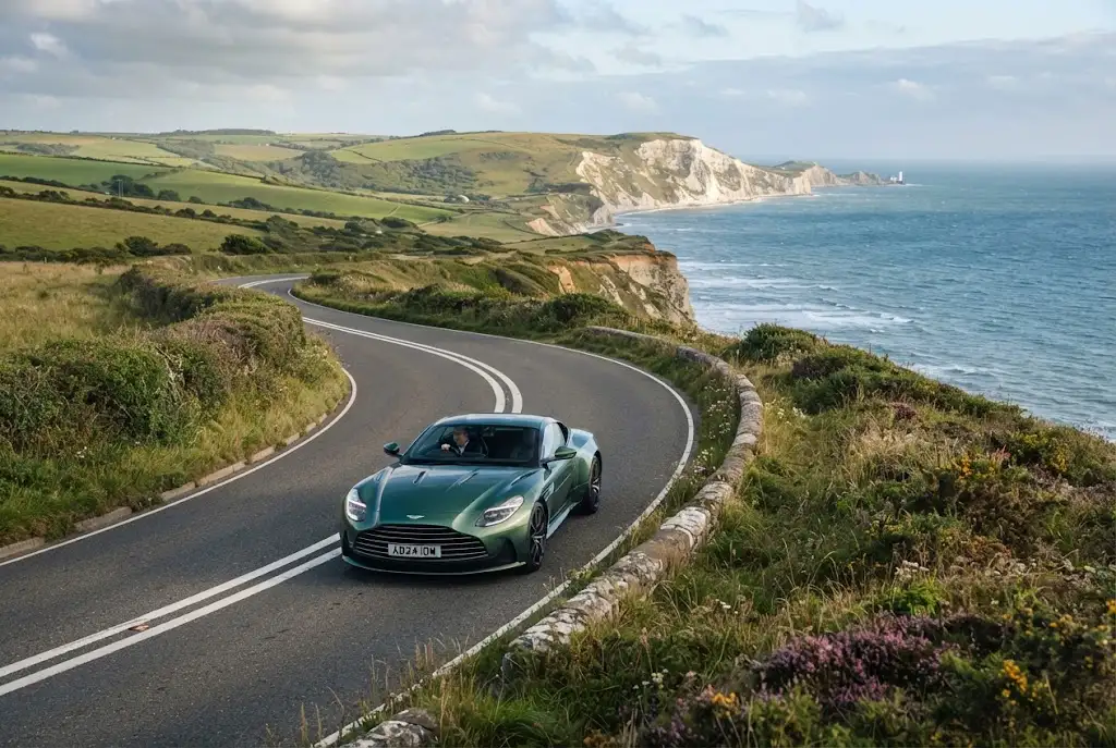 Island motoring along a scenic Isle of Wight coastal road